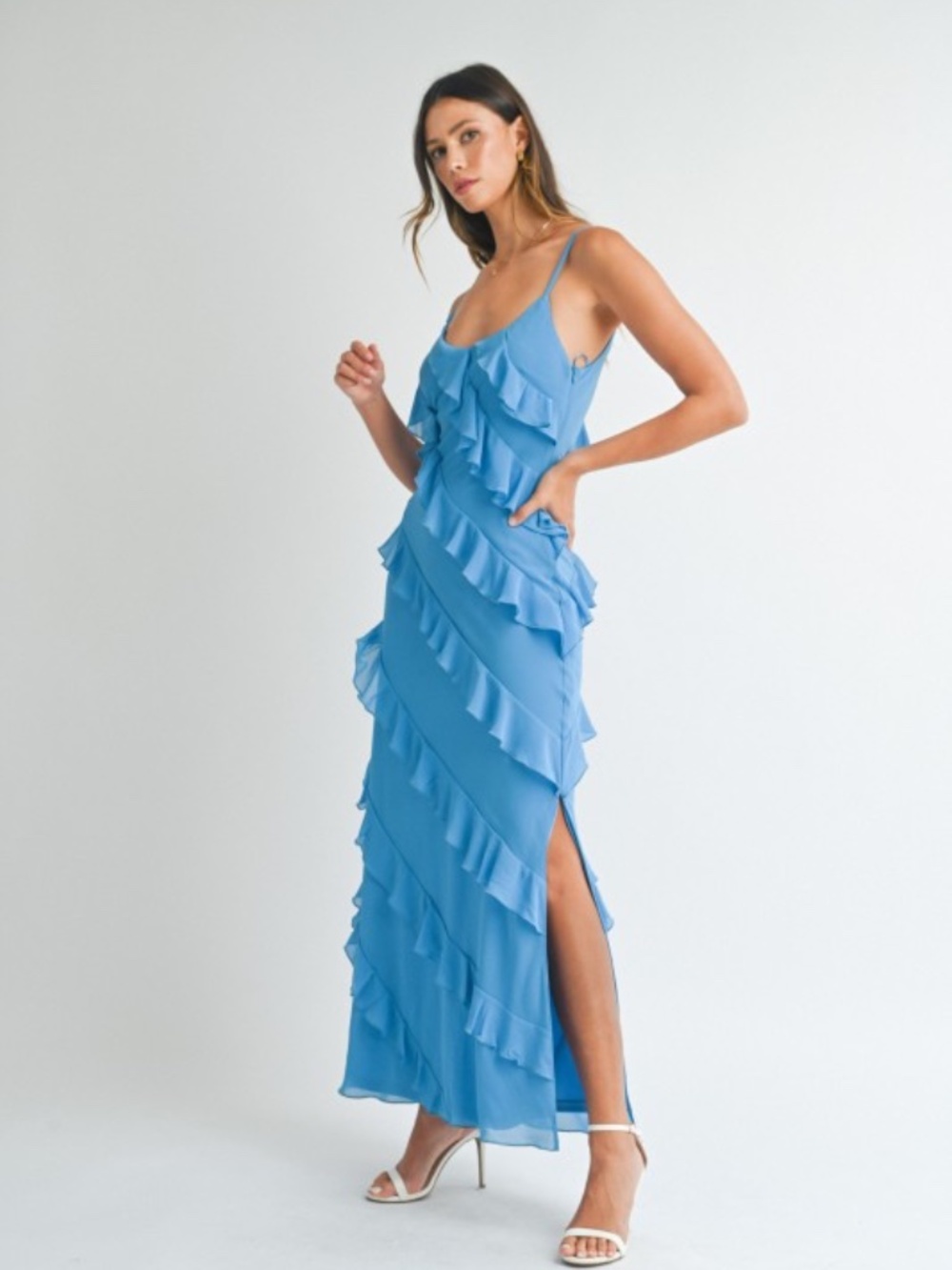 Asymetrical Tiered Ruffled Maxi Dress - Picture 4 of 6